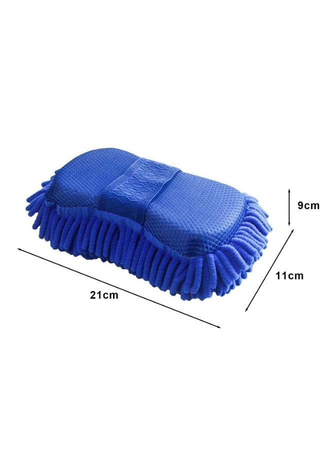 SRLIWHITE 4PCS Microfiber Car Wash Sponge Set, Double-Sided Chenille Car Wash Mitts with Hand Strap, Scratch-Free and Lint-Free Absorbent Auto Cleaning Sponges, Royal Blue - Image 2
